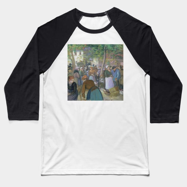 Poultry Market at Gisors by Camille Pissarro Baseball T-Shirt by Classic Art Stall